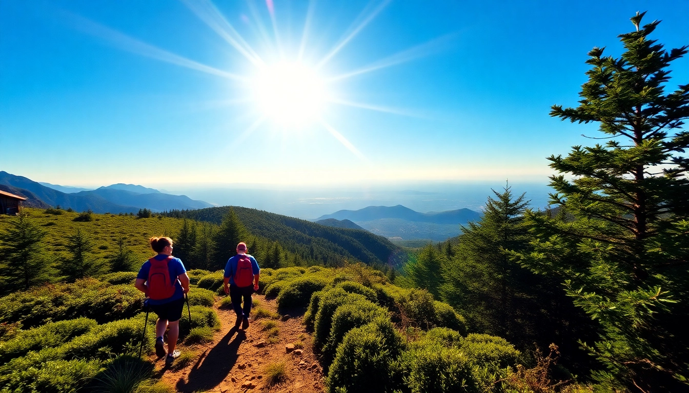 Hiking in Lombok: Enthusiastic hikers trekking through scenic mountain trails and lush forests