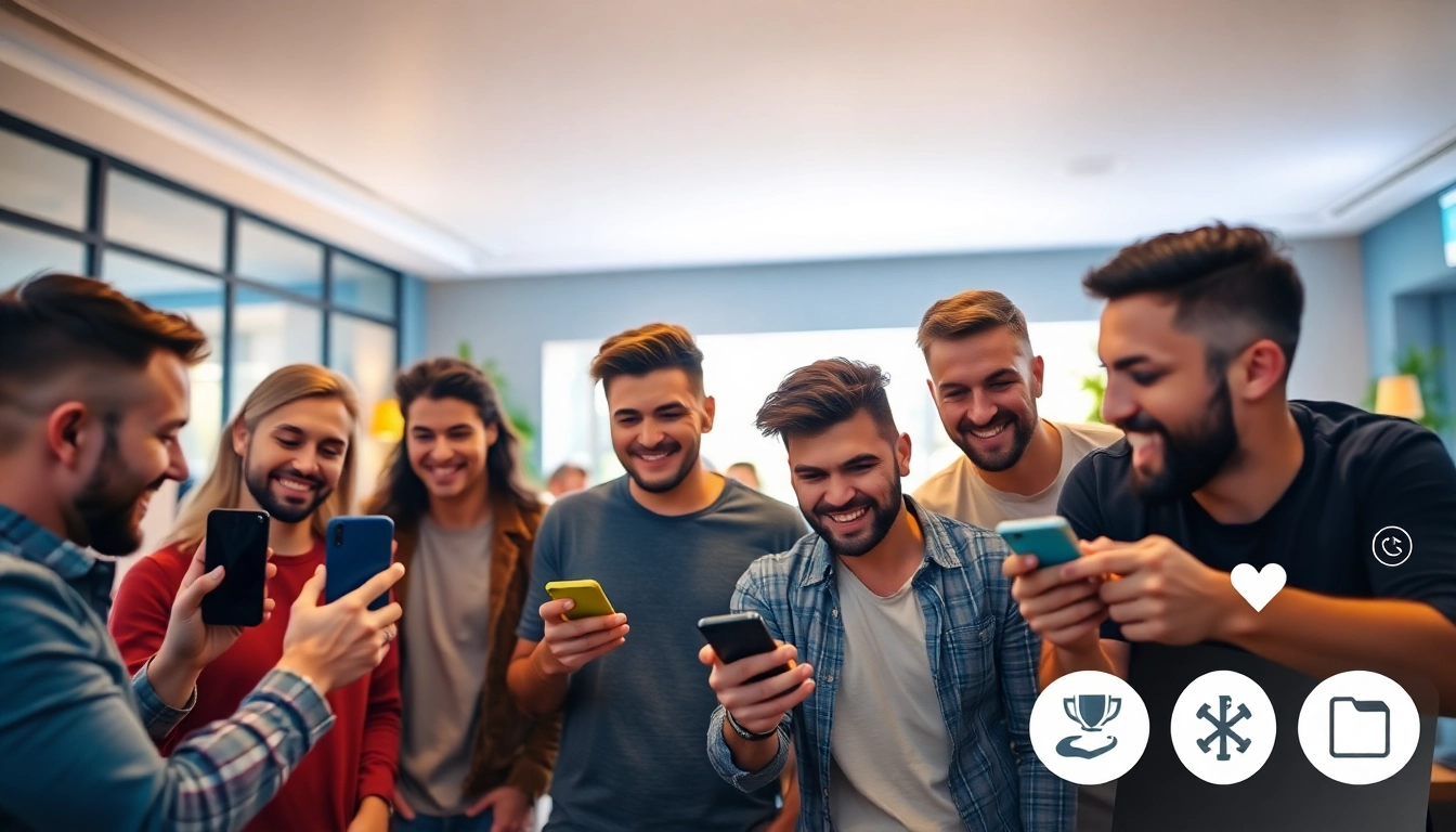 Engaging gay chat platform with diverse users connecting online in a friendly and safe
